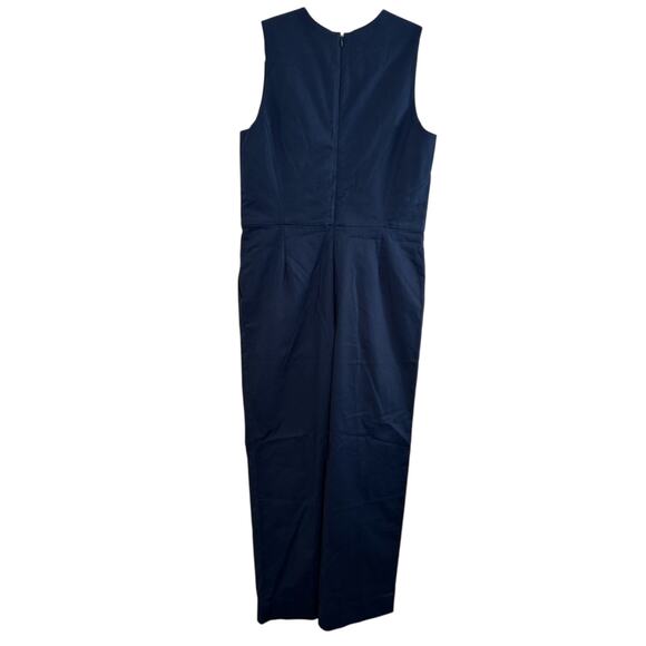 Everlane Structured Cotton V-Neck Jumpsuit in Navy Size 4 EUC Pockets Ankle - Picture 4 of 8